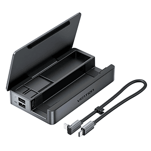 Vention Estacion de Docking 9 en 1 - Soporte Multidispositivo - Multiples Compartimentos - Ethernet RJ45 - Incluye Cable - HDMI 4K - 3xUSB-C - 3xUSB-A