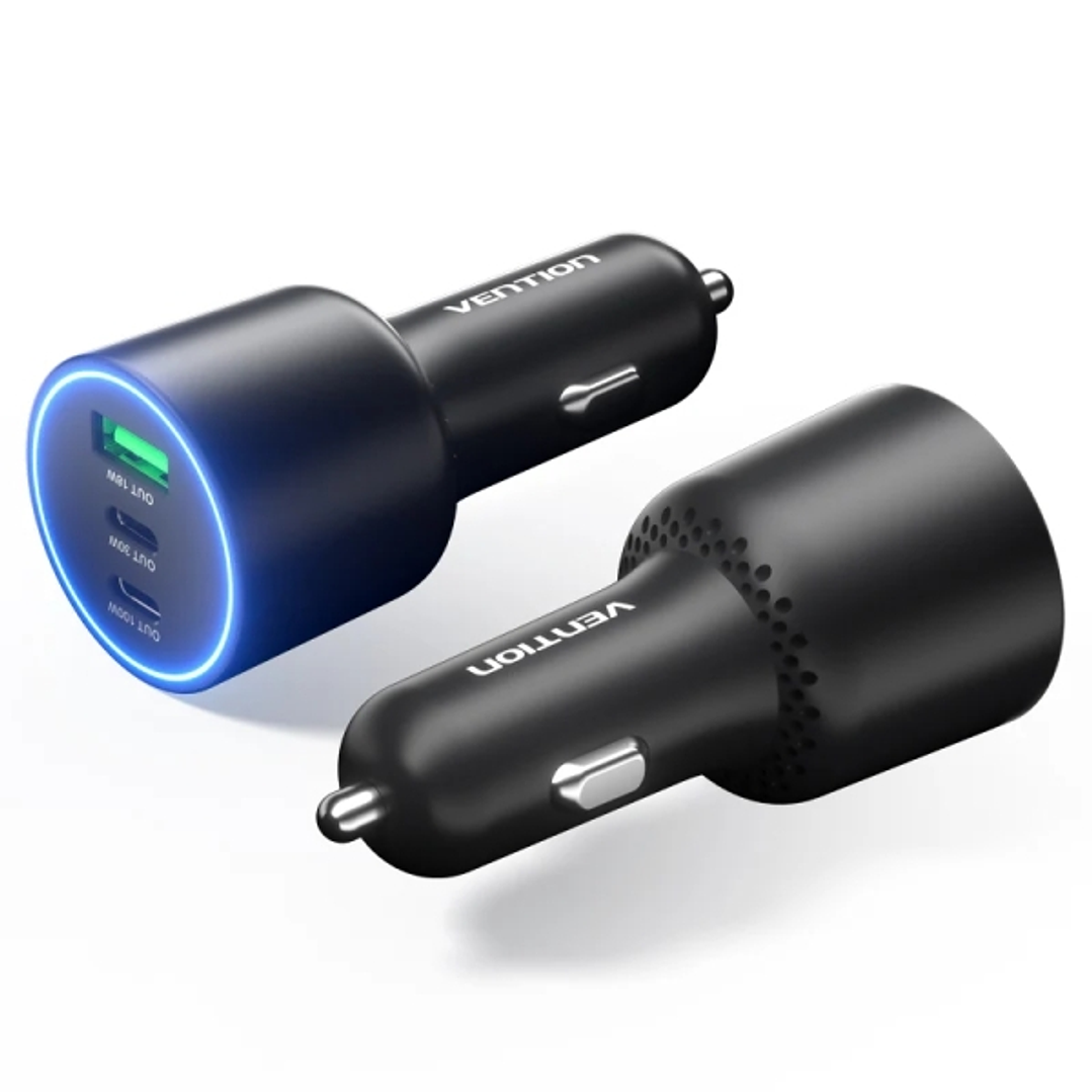 Vention Cargador de Coche para Smartphone - 165W - 2xUSB-C - USB-A - Power Delivery 3.0 - Qualcomm 3.0 - Color Negro 1