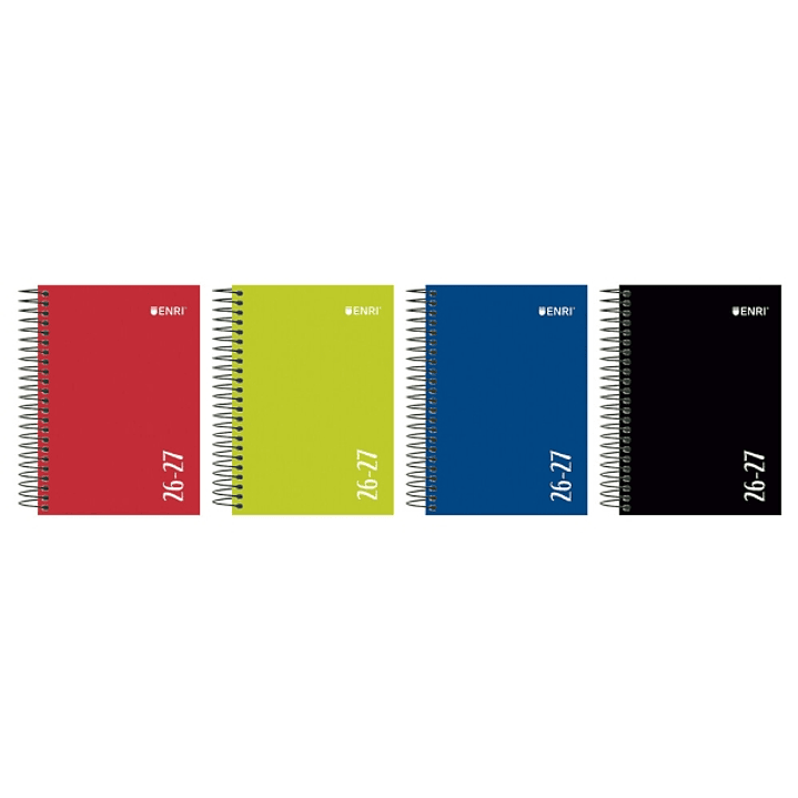 Enri Agenda Escolar con Espiral - Castellano - Tapa Extradura - Formato Cuartilla - Dia Pagina - Acabado Brillante - Colores Surtidos 1