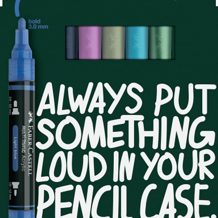 Faber-Castell Multimark Acrylic Tonos Frios Pack con 8 Rotuladores Acrilicos Doble Punta - Puntas Redondas de 1mm y 3mm - Tinta Acrilica a Base de Agu 1