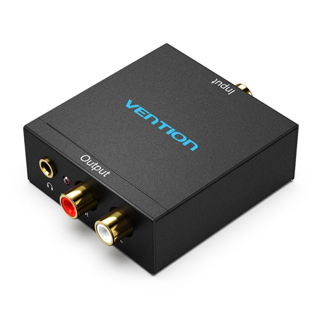 Vention Adapatador de Audio - Entrada Toslink y RCA - Salida 2xRCA y Jack 3.5mm - Decodificador Coaxial de Fibra Optica - 54x41x26mm - Color Negro 1
