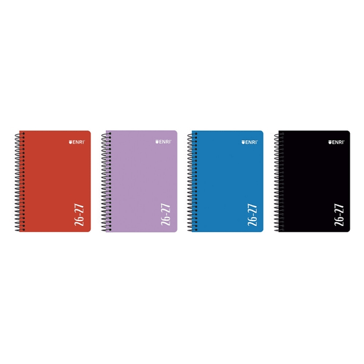 Enri Agenda Escolar con Espiral - Castellano - Tapa de Plastico - Formato Cuartilla - Semana Vista - Colores Surtidos 1