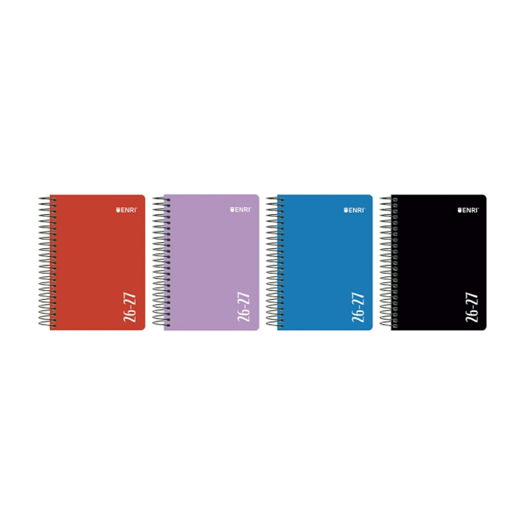 Enri Agenda Escolar con Espiral - Castellano - Tapa de Plastico - Formato Octavo - Dia Pagina - Colores Surtidos 1