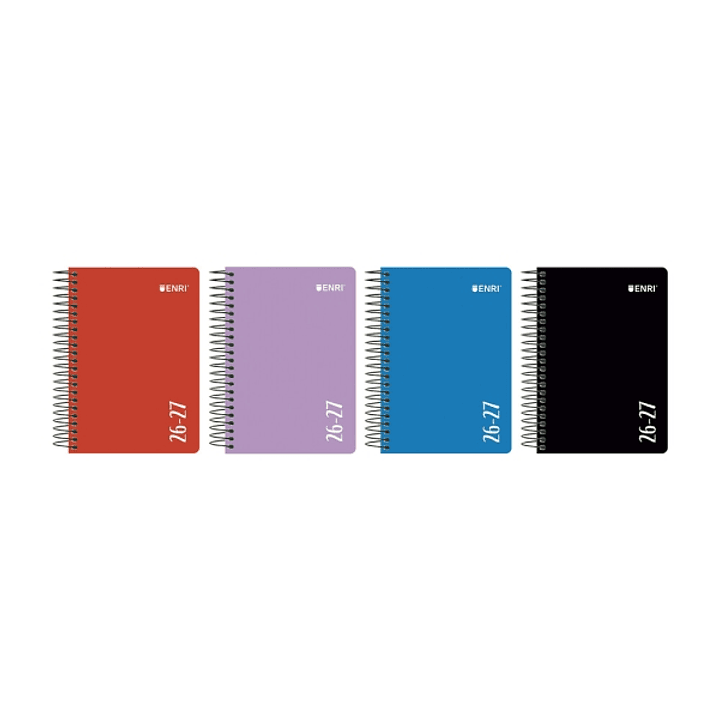 Enri Agenda Escolar con Espiral - Castellano - Tapa de Plastico - Formato Octavo - Dia Pagina - Colores Surtidos 1