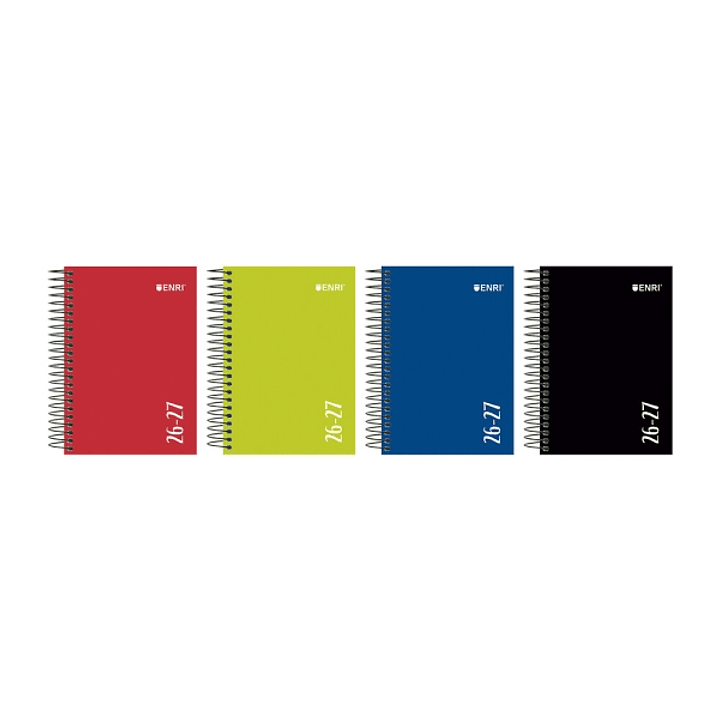 Enri Agenda Escolar con Espiral - Castellano - Tapa Extradura - Formato Octavo - Dia Pagina - Acabado Brillante - Colores Surtidos 1