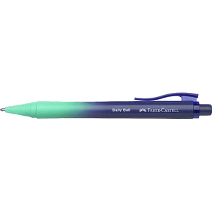 Faber-Castell Daily Ball Flow Edition Buzzing Blue Boligrafo Retractil XB - Atractivo Diseño - Tinta Azul Indeleble - Color Azul/Turquesa Degradado
