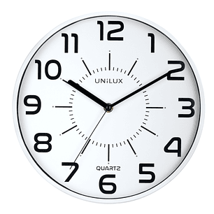 Unilux Unilux Pop Reloj de Pared - Pila Incluida - Numeros Grandes - Mecanismo Silencioso de Cuarzo - Color Blanco