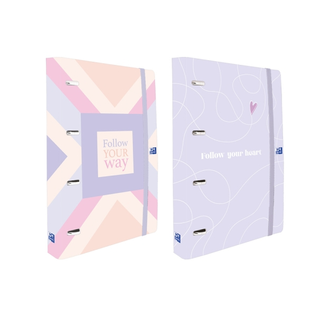 Oxford Europeanbinder Carpeta de Anillas - Pizarra Blanca - Pegatinas Reposicionables - Cierre con Goma - Incluye Recambio de Hojas 5x5mm - Bolsillo I 1