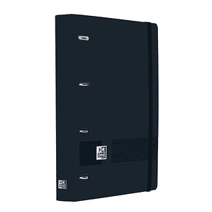 Oxford Europeanbinder Live and Go Carpeta de Anillas - Formato A4+ - Cierre con Goma - Incluye Recambio de 120 Hojas de Linea Horizontal - Color Negro