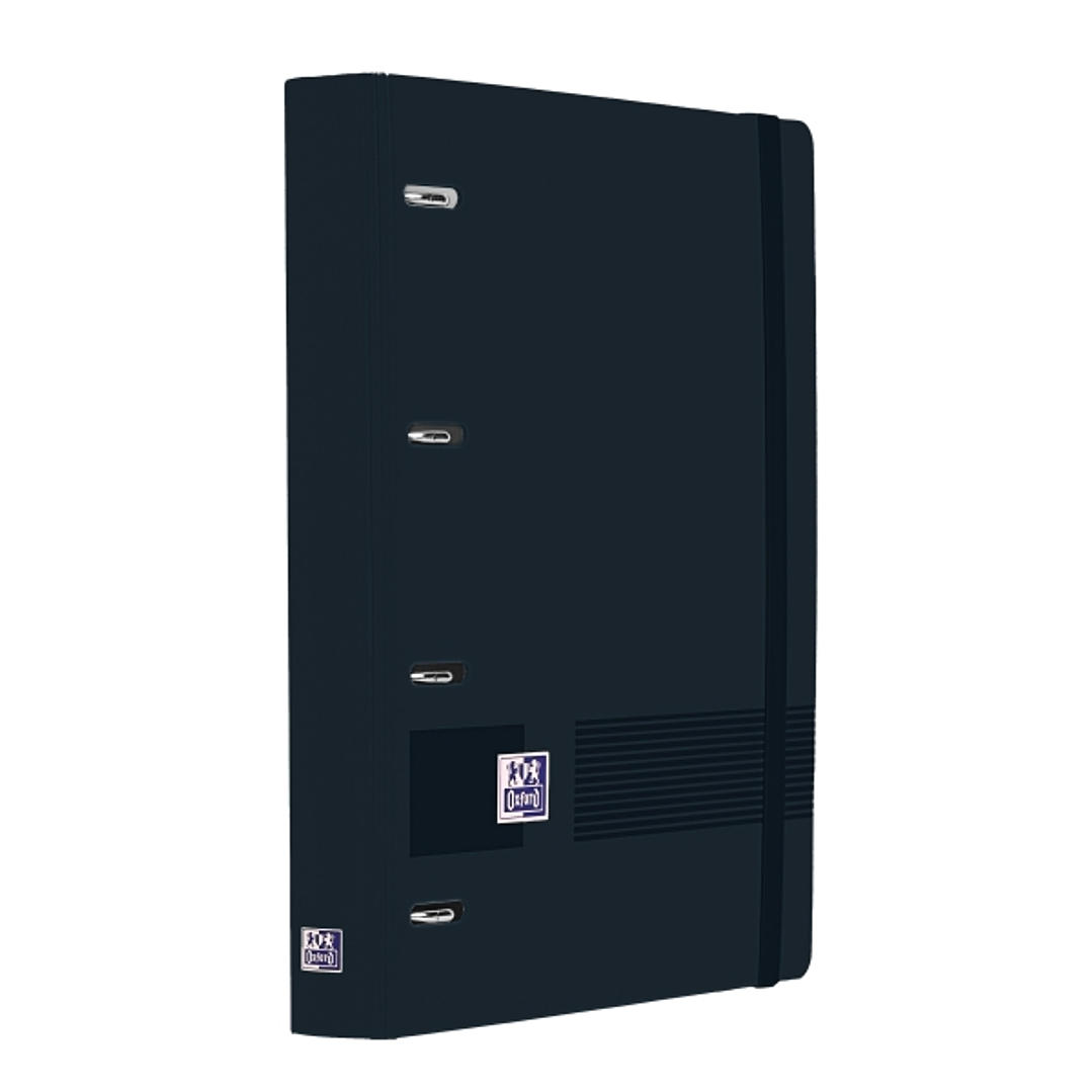 Oxford Europeanbinder Live and Go Carpeta de Anillas - Formato A4+ - Cierre con Goma - Incluye Recambio de 120 Hojas de Linea Horizontal - Color Negro 1