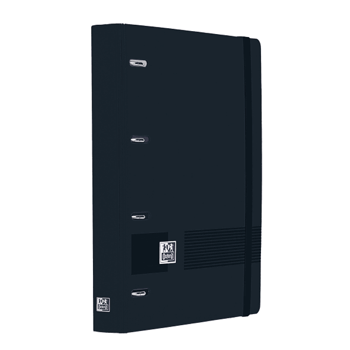 Oxford Europeanbinder Live and Go Carpeta de Anillas - Formato A4+ - Cierre con Goma - Incluye Recambio de 120 Hojas de Linea Horizontal - Color Negro 1