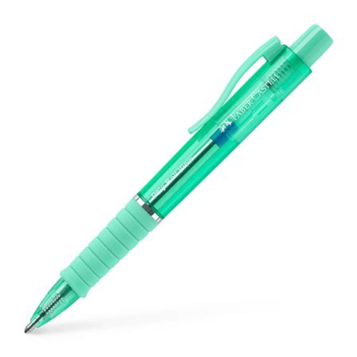 Faber-Castell Poly Ball View Aurora Colours Boligrafo Retractil XB - Cuerpo Translucido - Grip de Agarre - Tinta Azul - Color Verde Menta 1