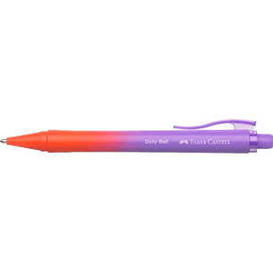 Faber-Castell Daily Ball Flow Edition Punchy Melon Boligrafo Retractil XB - Atractivo Diseño - Tinta Azul Indeleble - Color Lila/Rojo Degradado