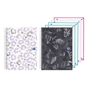 Oxford Cuaderno de Espiral - Formato A5+ - 120 Hojas - Cuadricula 5x5mm - Tapa Extradura - Digitalizacion de Textos con App - Colores Surtidos