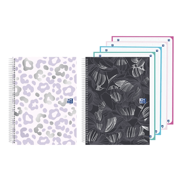 Oxford Cuaderno de Espiral - Formato A5+ - 120 Hojas - Cuadricula 5x5mm - Tapa Extradura - Digitalizacion de Textos con App - Colores Surtidos 1