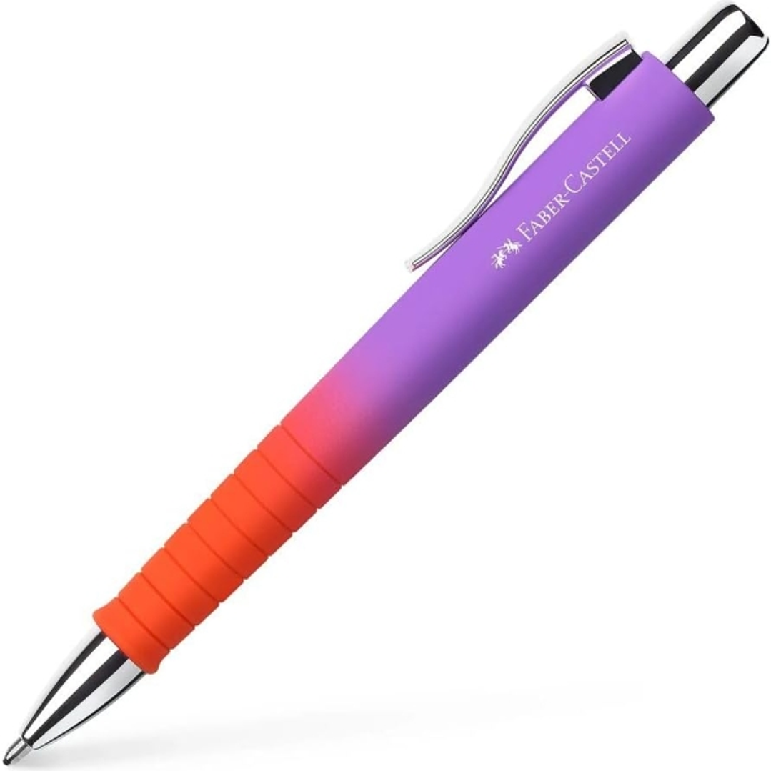 Faber-Castell Poly Ball Flow Edition Punchy Melon Boligrafo Retractil XB - Forma Triangular Ergonomica - Suave al Tacto - Color Lila/Rojo Degradado 1