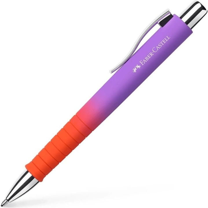 Faber-Castell Poly Ball Flow Edition Punchy Melon Boligrafo Retractil XB - Forma Triangular Ergonomica - Suave al Tacto - Color Lila/Rojo Degradado 1