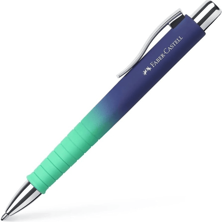 Faber-Castell Poly Ball Flow Edition Buzzing Blue Boligrafo Retractil XB - Forma Triangular Ergonomica - Suave al Tacto - Color Azul/Turquesa Degradad 1