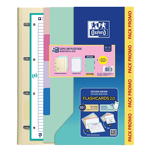 Oxford Live and Go Pack Escolar con Carpeta de Anillas A4 Plus - Recambio Pautado de 80 Hojas - Separadores de Plastico Resistente - Colores Surtidos