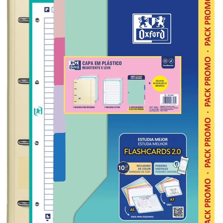 Oxford Live and Go Pack Escolar con Carpeta de Anillas A4 Plus - Recambio Pautado de 80 Hojas - Separadores de Plastico Resistente - Colores Surtidos 1