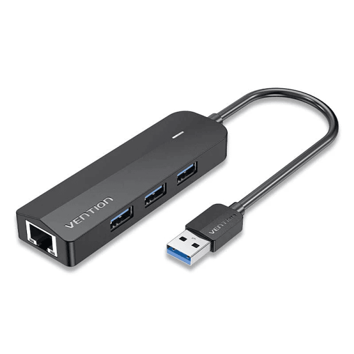Vention Hub USB 4 en 1 - 3xUSB-A - Ethernet RJ45 - Cable USB-A de 15cm - Indicador LED - Velocidad hasta 5Gbps - Color Negro 1