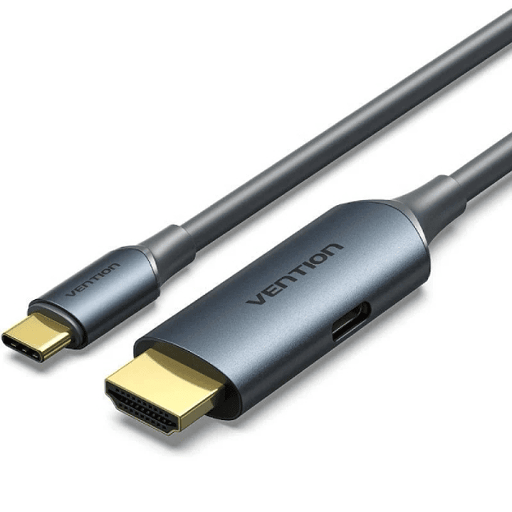 Vention Cable Conversor HDMI Macho a USB-C Macho - Resolucion 4K - ARC - Longitud 1.5m - Conectores Chapados en Oro - Revestimiento en PVC - Color Gri 1