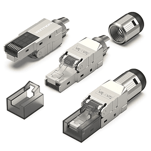 Vention Pack de 10 Conectores RJ45 sin Herramientas - Cat.6a FTP - Contactos Chapados en Oro - Color Gris