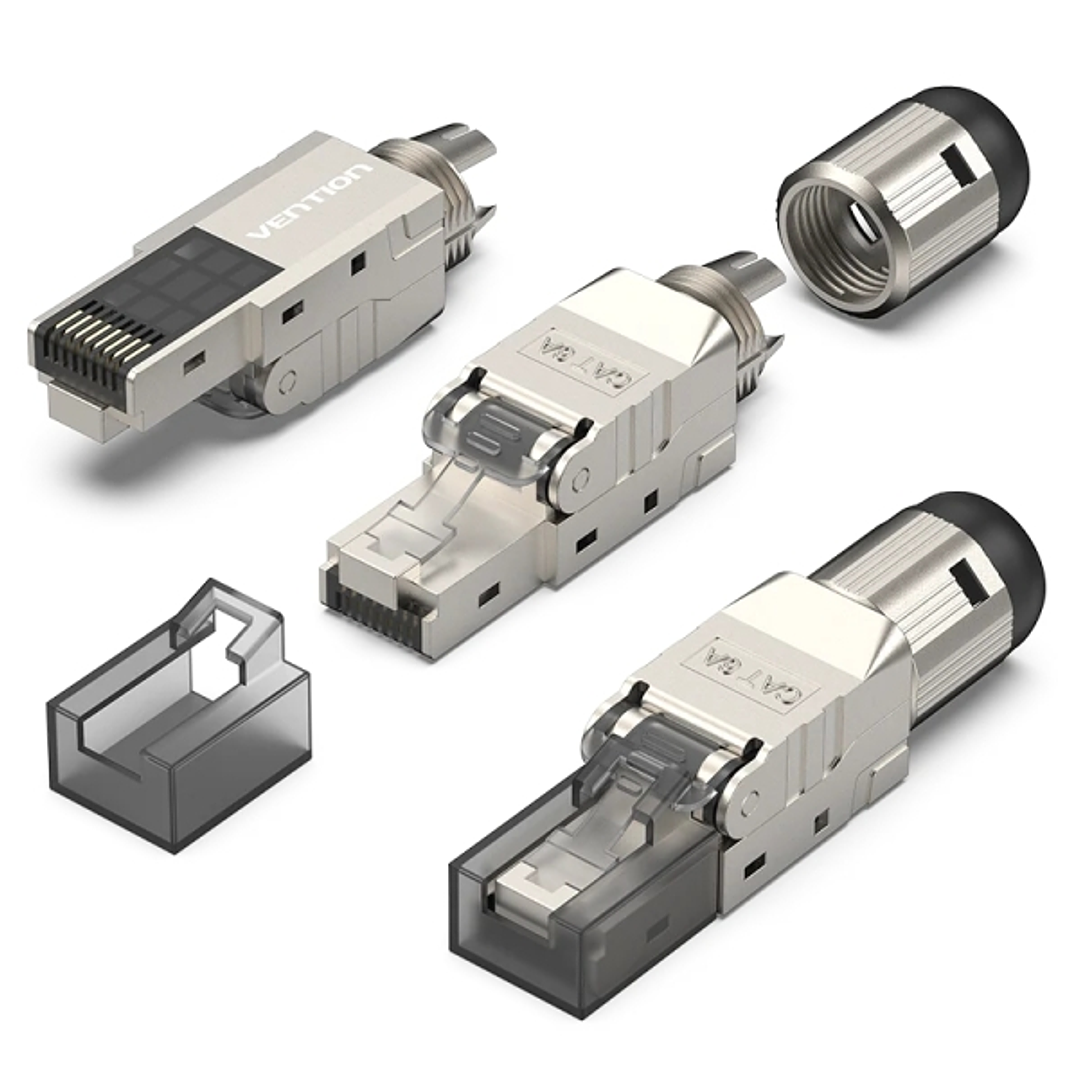 Vention Pack de 10 Conectores RJ45 sin Herramientas - Cat.6a FTP - Contactos Chapados en Oro - Color Gris 1