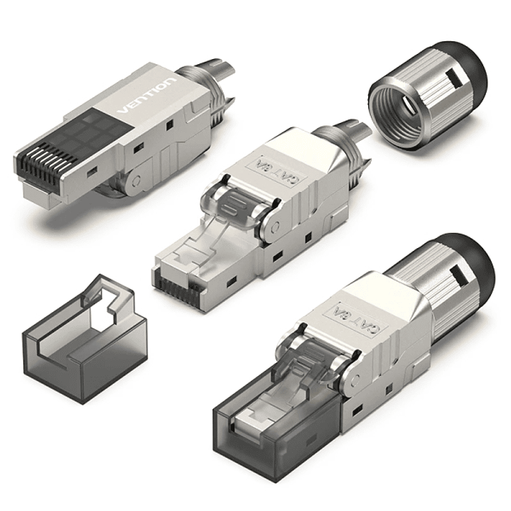 Vention Pack de 10 Conectores RJ45 sin Herramientas - Cat.6a FTP - Contactos Chapados en Oro - Color Gris 1