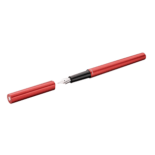 Pelikan Ineo Pluma Estilografica - Punta M - Caja Metalica - Aluminio Anodizado Satinado - Forma de Gota Antivuelco - Incluye Recambio - Color Rojo