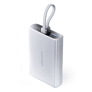Vention Powerbank de 10000mAh - Potencia de Salida hasta 22.5W - USB-A - USB-C - Pantalla - Linterna LED Integrada - Apto para Viajes Aereos - 108x68x