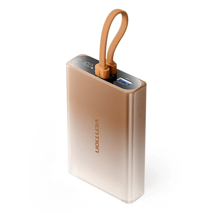 Vention Powerbank de 10000mAh - Potencia de Salida hasta 22.5W - USB-A - USB-C - Pantalla - Linterna LED Integrada - Apto para Viajes Aereos - 108x68x 1