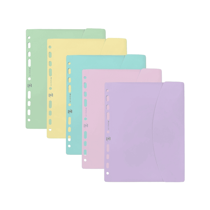 Oxford Sobre Multitaladro - Formato A5 - Cierre con Velcro - Polipropileno - Colores Pastel Surtidos 1