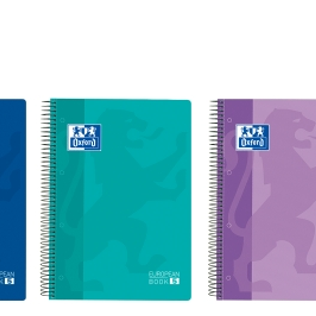 Oxford Cuaderno de Espiral - Formato A4+ - 120 Hojas - Cuadricula 5x5mm - Tapa de Plastico - Colores Vivos Surtidos 1