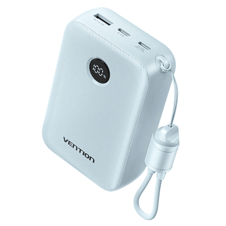 Vention Powerbank de 20000mAh - Potencia de Salida hasta 22.5W - USB-A - USB-C - Pantalla LED - Cable USB-C de 17cm - Apto para Viajes Aereos - Color  1