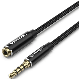 Vention Cable Extensor de Audio Estereo de 10m - Jack 3.5mm Macho - Jack 3.5mm Hembra - Conectores Chapados en Oro - Chaqueta Trenzada de Algodon y PV