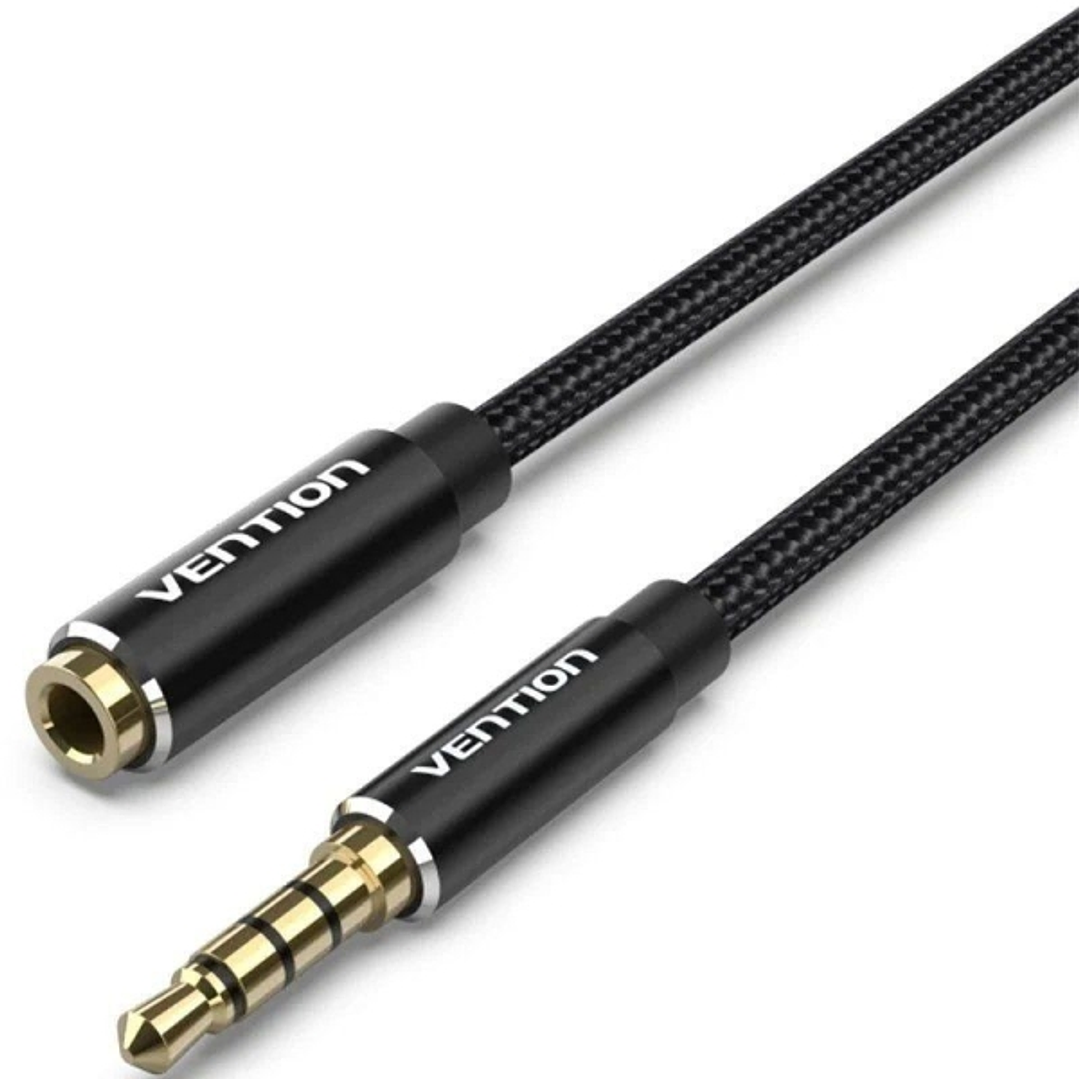 Vention Cable Extensor de Audio Estereo de 10m - Jack 3.5mm Macho - Jack 3.5mm Hembra - Conectores Chapados en Oro - Chaqueta Trenzada de Algodon y PV 1