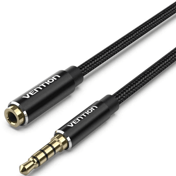 Vention Cable Extensor de Audio Estereo de 10m - Jack 3.5mm Macho - Jack 3.5mm Hembra - Conectores Chapados en Oro - Chaqueta Trenzada de Algodon y PV 1