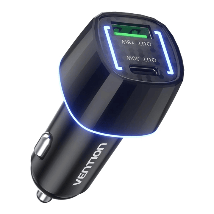 Vention Cargador de Coche para Smartphone - 48W - USB-C - USB-A - Power Delivery 3.0 - Qualcomm 3.0 - Color Negro 1