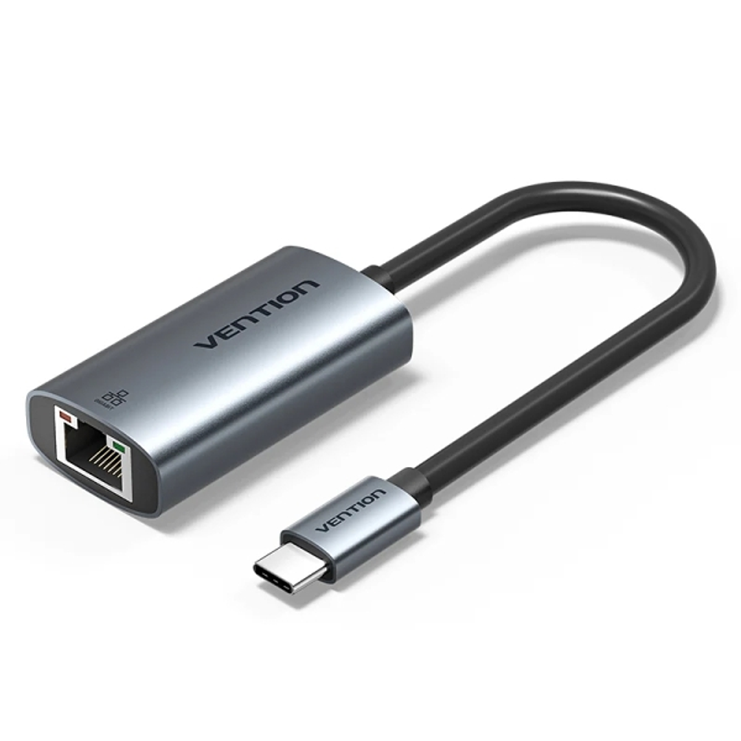 Vention Conversor USB-C a Ethernet - Cable de 15cm - Velocidad hasta 1Gbps - Carcasa de Aluminio y ABS - Color Gris 1