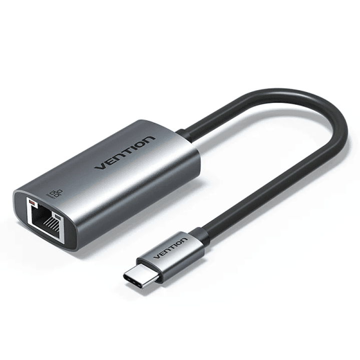 Vention Conversor USB-C a Ethernet - Cable de 15cm - Velocidad hasta 1Gbps - Carcasa de Aluminio y ABS - Color Gris 1