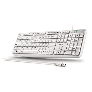 NGS Heritage Teclado USB - 12 Teclas Multimedia - Conexion USB-A - Ajuste de Inclinacion - Color Blanco