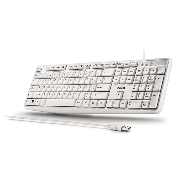NGS Heritage Teclado USB - 12 Teclas Multimedia - Conexion USB-A - Ajuste de Inclinacion - Color Blanco 1
