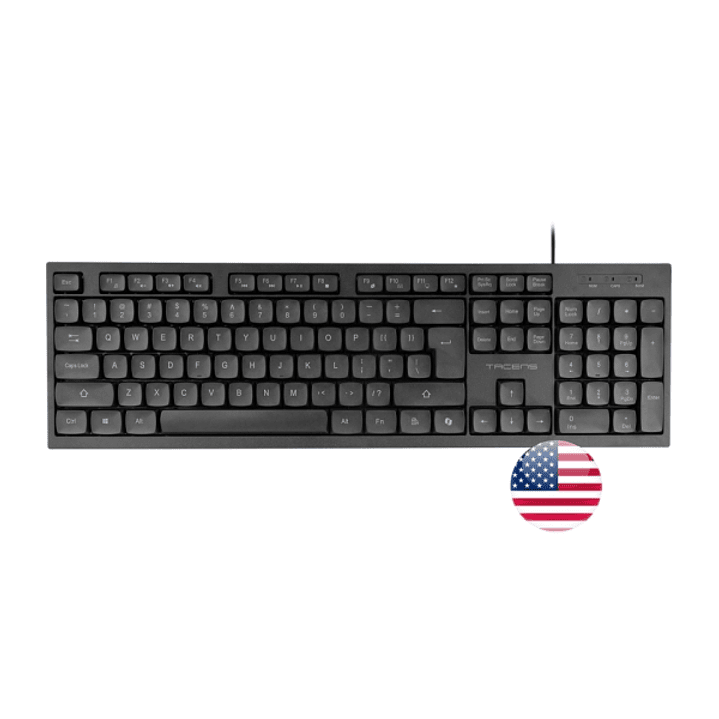 Tacens Anima AK02 Teclado Completo - Cable 1.3m - Disposicion Inglesa QWERTY US - Teclas Silenciosas de Perfil Bajo - Accesos Directos Multimedia e IA 1