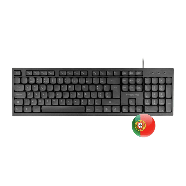 Tacens Anima AK02 Teclado Completo - Cable 1.3m - Disposicion Portuguesa QWERTY PT - Teclas Silenciosas de Perfil Bajo - Accesos Directos Multimedia e 1