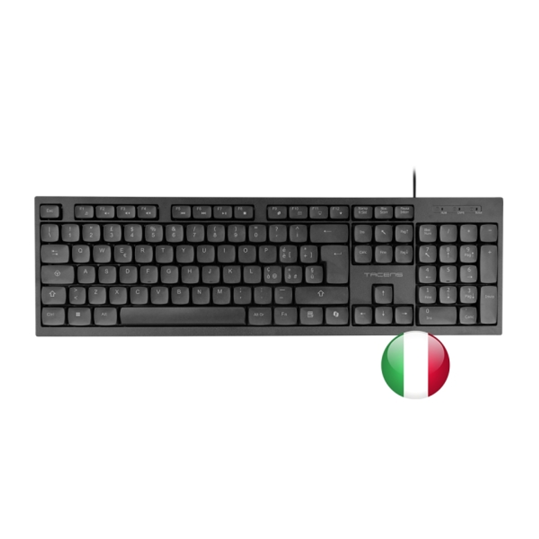 Tacens Anima AK02 Teclado Completo - Cable 1.3m - Disposicion Italiana QWERTY IT - Teclas Silenciosas de Perfil Bajo - Accesos Directos Multimedia e I 1