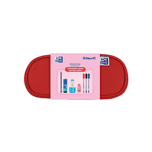 Oxford Kangoo Kids Estuche Cofre - Goma Elastica para Cuadernos - Incluye Material Escolar - Colores Surtidos