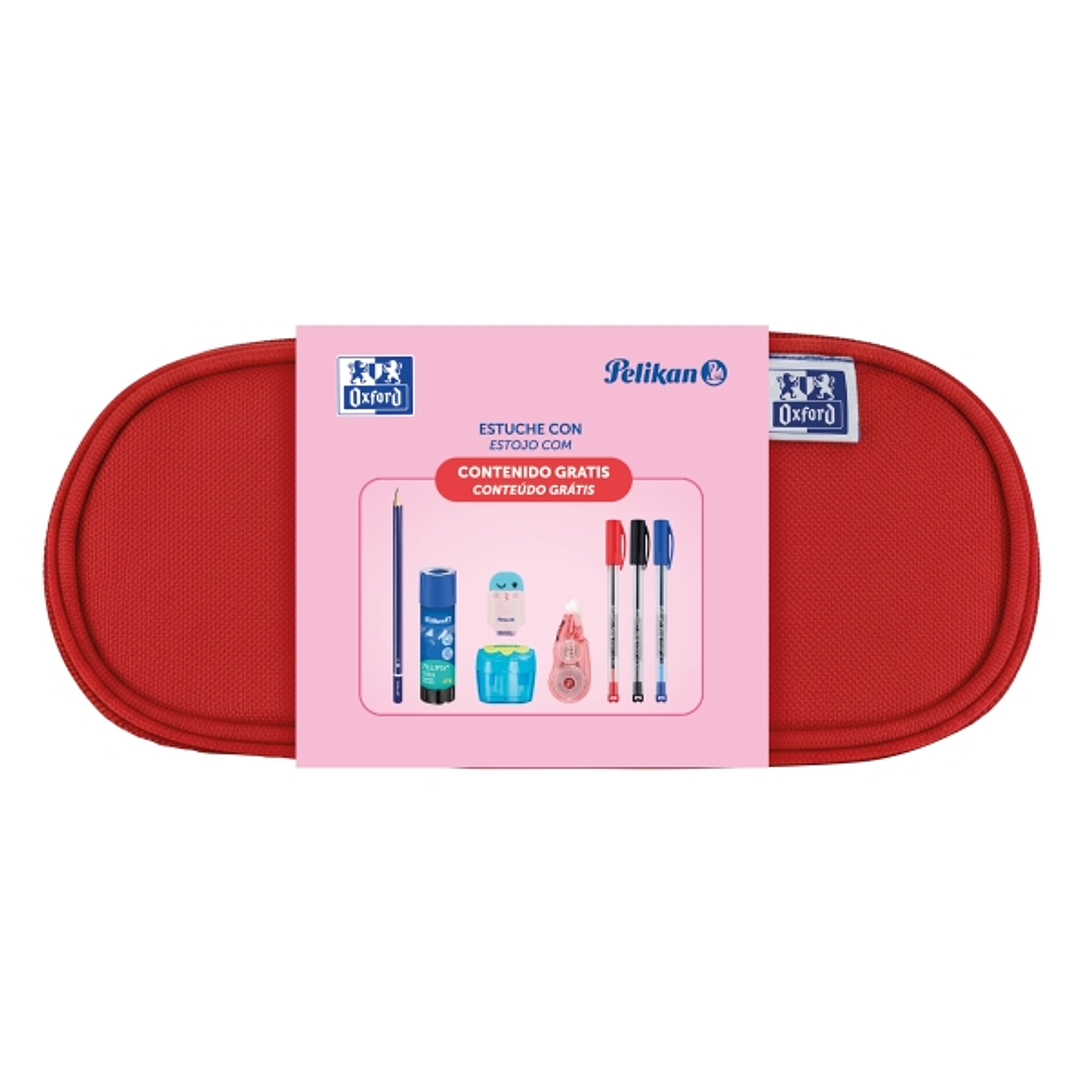 Oxford Kangoo Kids Estuche Cofre - Goma Elastica para Cuadernos - Incluye Material Escolar - Colores Surtidos 1