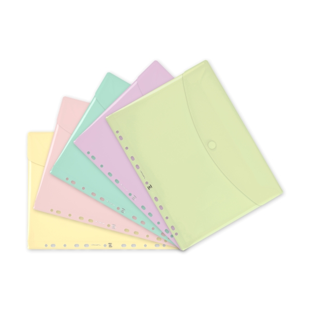 Oxford Sobre Multitaladro - Formato A4 - Cierre con Velcro - Polipropileno - Colores Pastel Surtidos 1