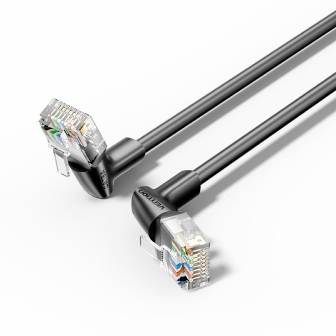 Vention Cable de Red Acodado Cat.6a UTP - Slim - Longitud 5m - Velocidad hasta 10Gbps - 32 AWG - Cubierta de PVC - Color Negro 1